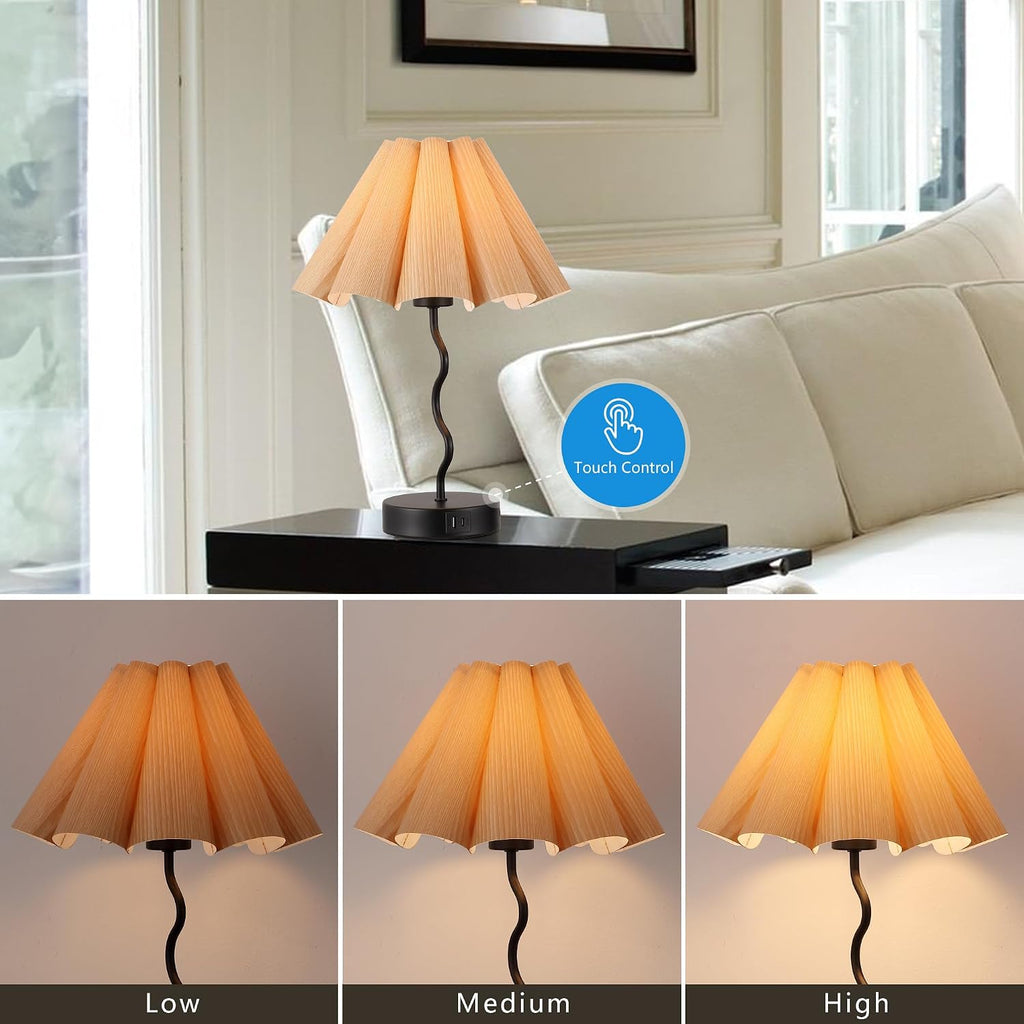 EOEYYOYB Pleated Table Lamp, Table Lamp for Bedroom, Bedside Lamps for Nightstand with Linen Lampshade, Modern Lamp for Bedroom Home…