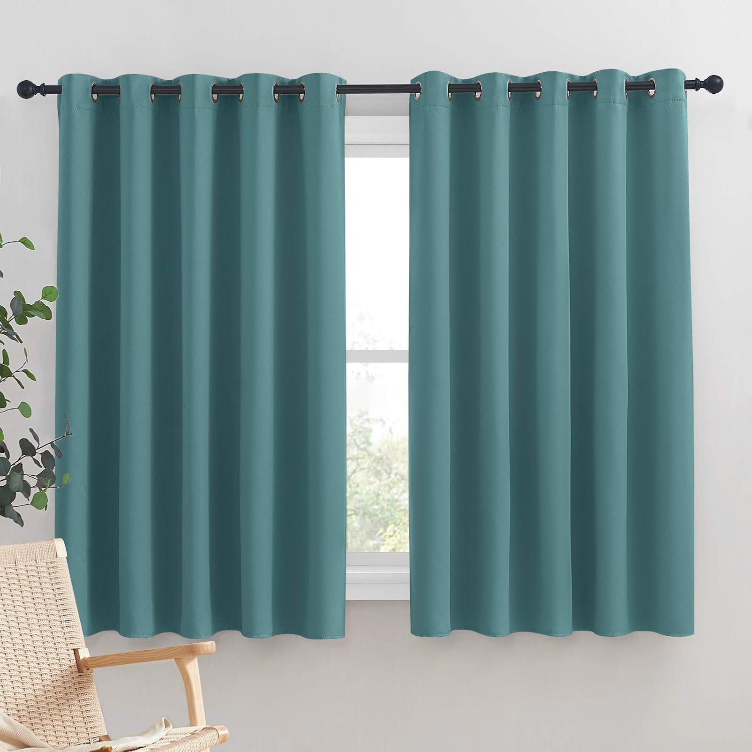 NICETOWN Bedroom Curtain Panels Blackout Draperies, Thermal Insulated Solid Grommet Blackout Curtains/Drapes (Sea Teal, One Pair, 70 by…
