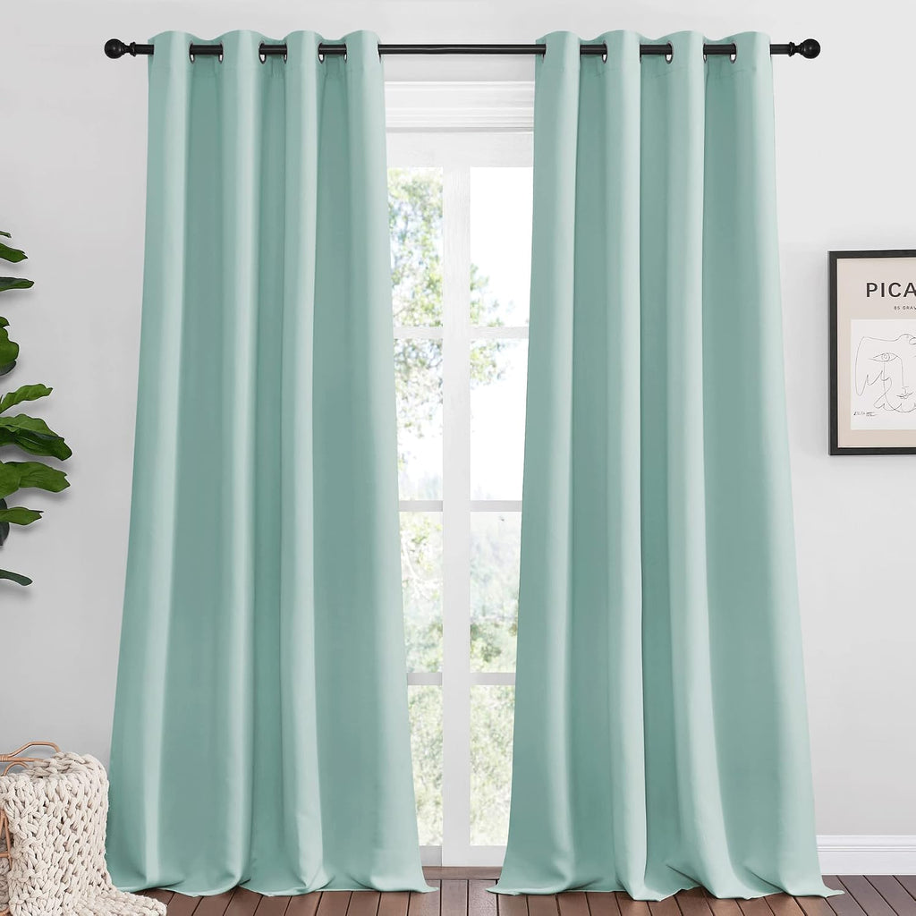 Nicetown Aqua Blue Blackout Curtains 108" Long for Office, Dining Room, Guest Room, 55" Wide by 108" Long, 2 Pieces, Sound Reducing Heat an…