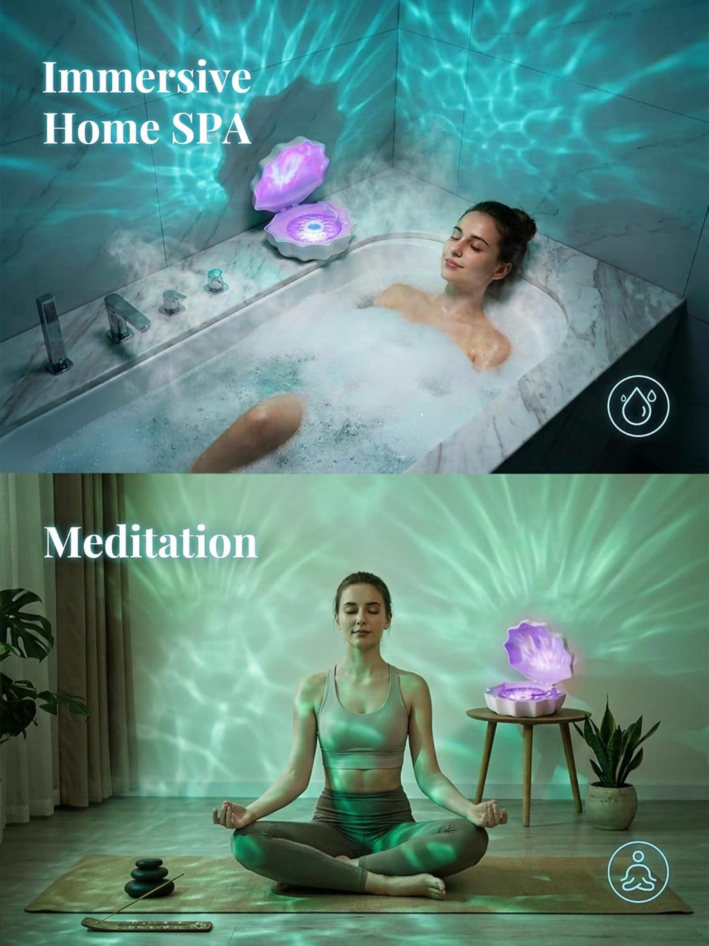 Ocean Wave Projector Light, Shell Night Light Built-in Bluetooth Speaker, Remote Control, White Noises for Home…