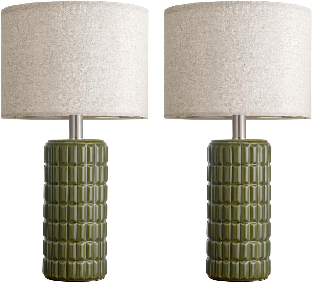 SeealleLighting 23" Modern Ceramic Table Lamps Set of 2 - Table Lamps for Living room, Farmhouse Bedside Night Stands Lamp for Bedroom, Whi…