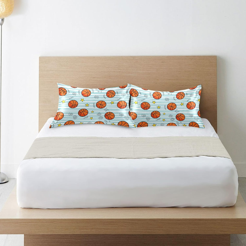 Basketball Stars Pillow Covers Silk Pillowcase for Hair and Skin Soft and Smooth Cooling Satin Pillowcase Queen Size Pillow Case for…