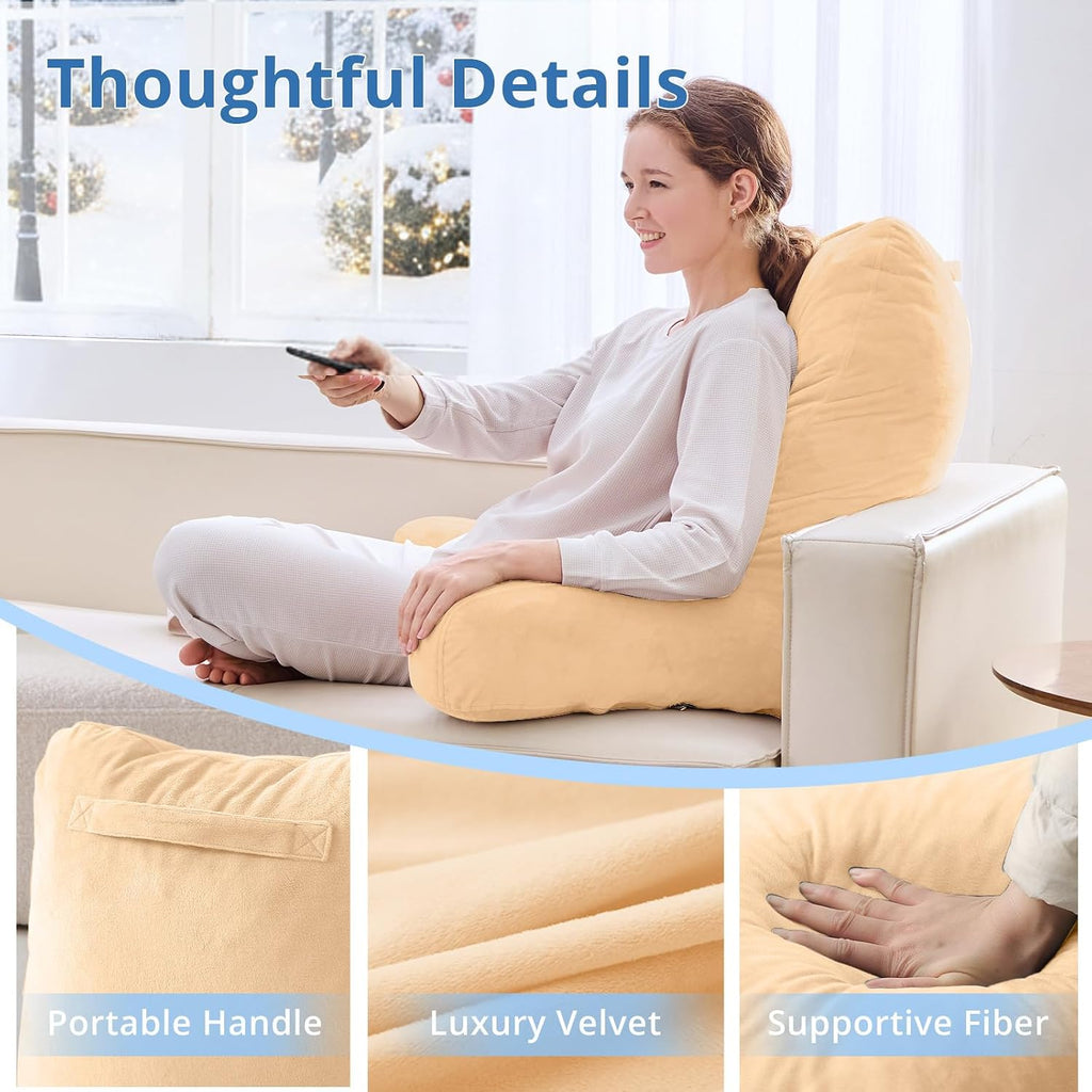 Sasttie 25-inch Reading Pillows for Sitting in Bed Adult, Jumbo Velvet Back Pillow Bed Sitting Up, XL High Back-Rest Support Cushion for…