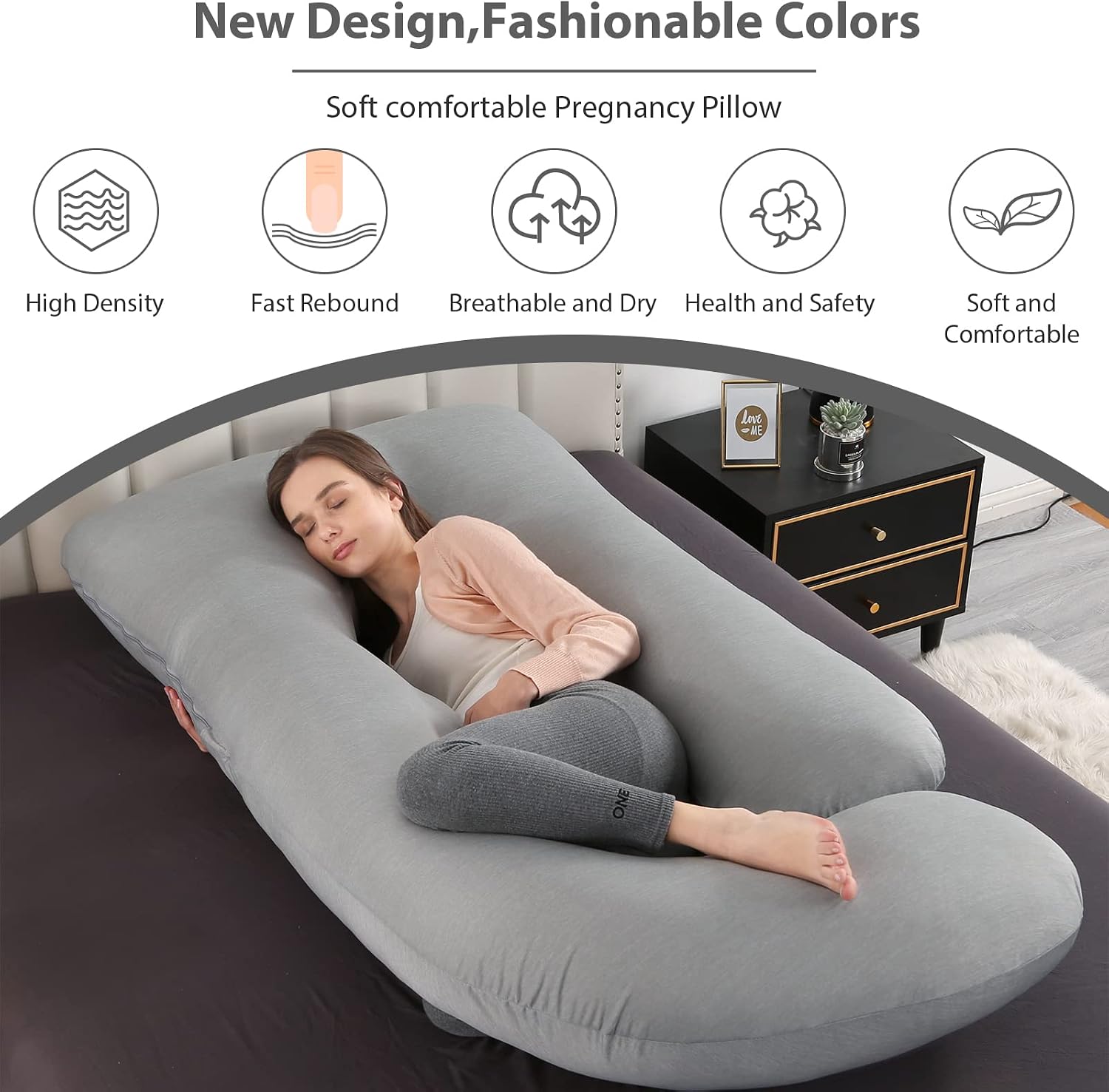 BATTOP Pregnancy Pillows for Sleeping, Full Body Maternity Pillow with Cooling Cover, Support for Back, Hips, Legs, Belly for Pregnant…