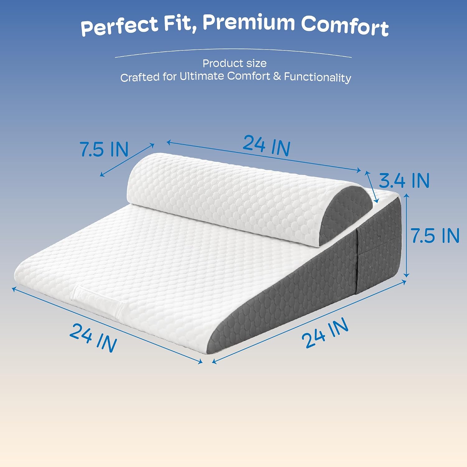 Simpledad 2PCS Wedge Pillow, 7.5" Wedge Pillow for Acid Reflux, Back, Cooling Memory Foam Top, Bed Wedge Pillows for Headboard, Sleeping,…