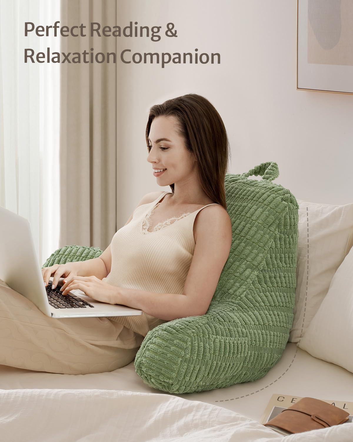 BlissfulDiary Blissful Diary Reading Pillow, Large Backrest Pillow with Shredded Memory Foam for Adult & Children, Designed for Bed and Cou…