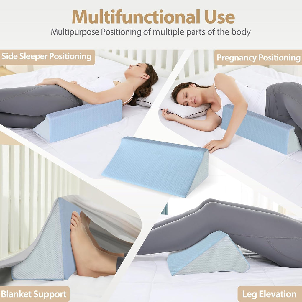 Wedge Pillow for Side Sleeping, Memory Foam Back Pillow Positioners for Side Sleeper, Preventing Bedsores, After Surgery, Pregnancy…