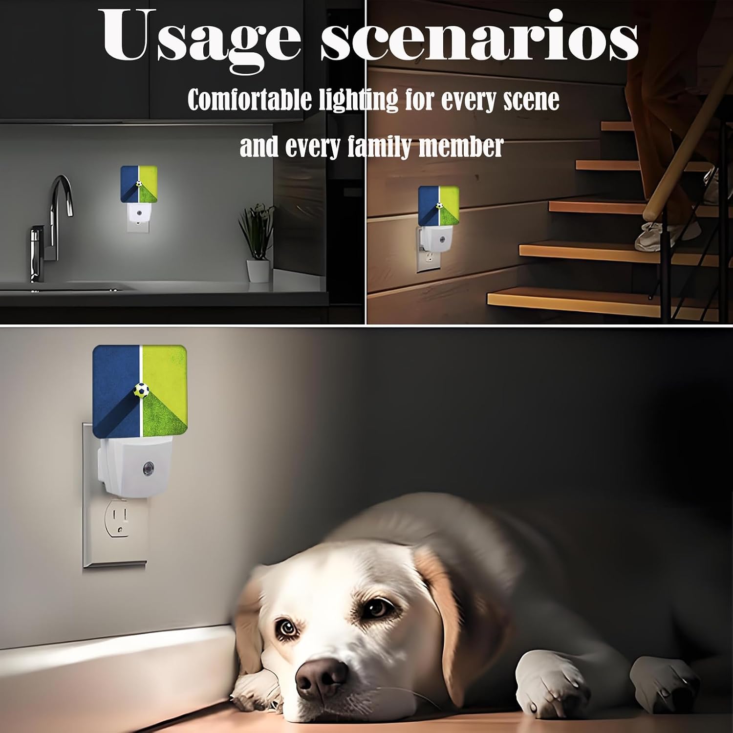Soccer Ball Field Night Light, Plug Into Wall Decor for Stairway, Hallway, Kitchen, Dusk to Dawn Sensor Nightlights for Boys/Girls/Women/Men…
