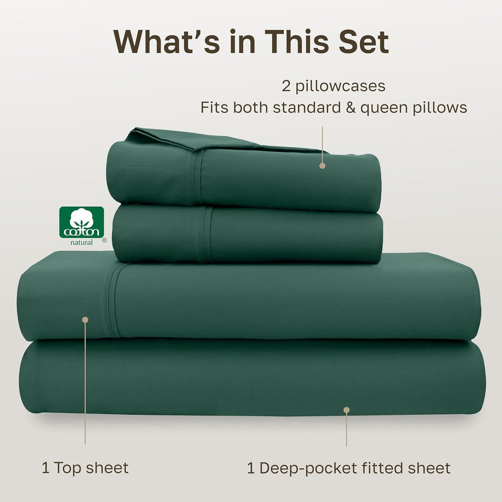CaliforniaDesignDen California Design Den Soft 100% Cotton Sheets Queen Size Set, 400 Thread Count Good Housekeeping Award Winner, Silky Sa…