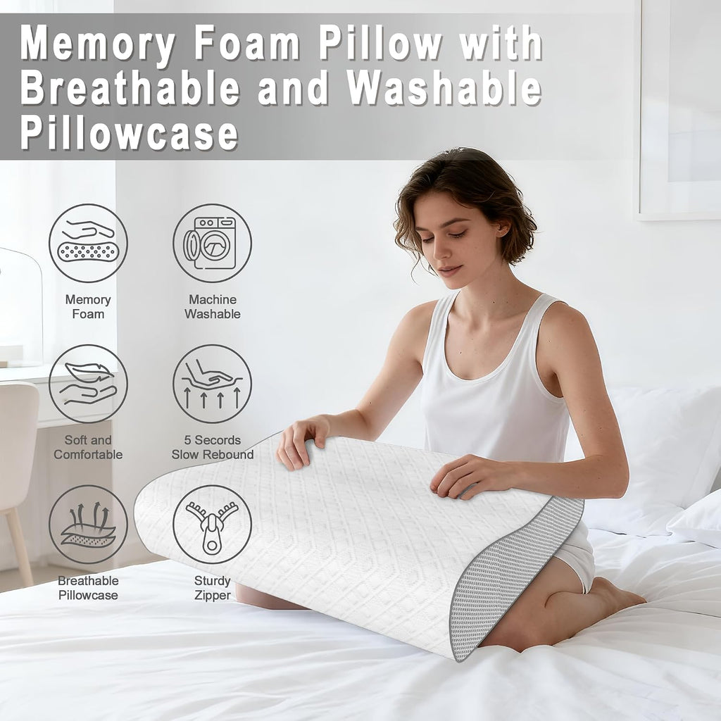 Phentzari Cervical Pillow for Neck, Memory Foam Pillow, Ergonomic Adjustable Contour Bed Pillow for Side, Back & Stomach Sleepers (2, 22 *…