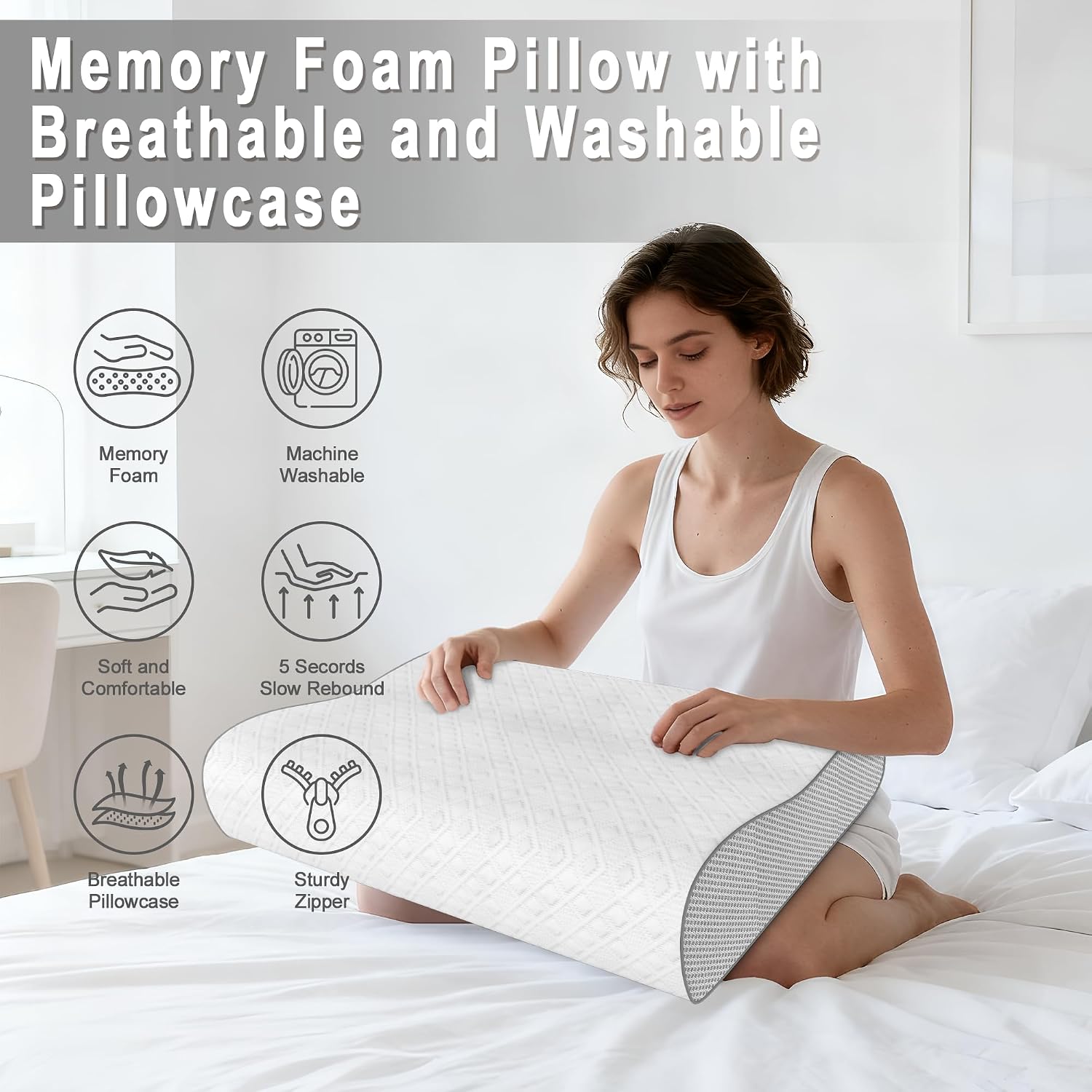 Phentzari Cervical Pillow for Neck, Memory Foam Pillow, Ergonomic Adjustable Contour Bed Pillow for Side, Back & Stomach Sleepers (2, 22 *…