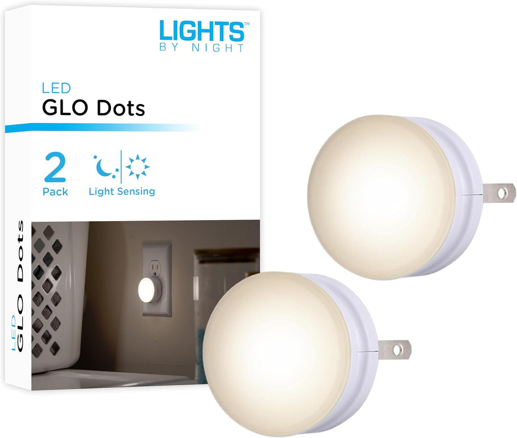 Lights by Night Mini LED Night Light, Plug-In, Dusk to Dawn Sensor, Warm White, Compact, Ambient Lighting, LED Lights for Bedroom…