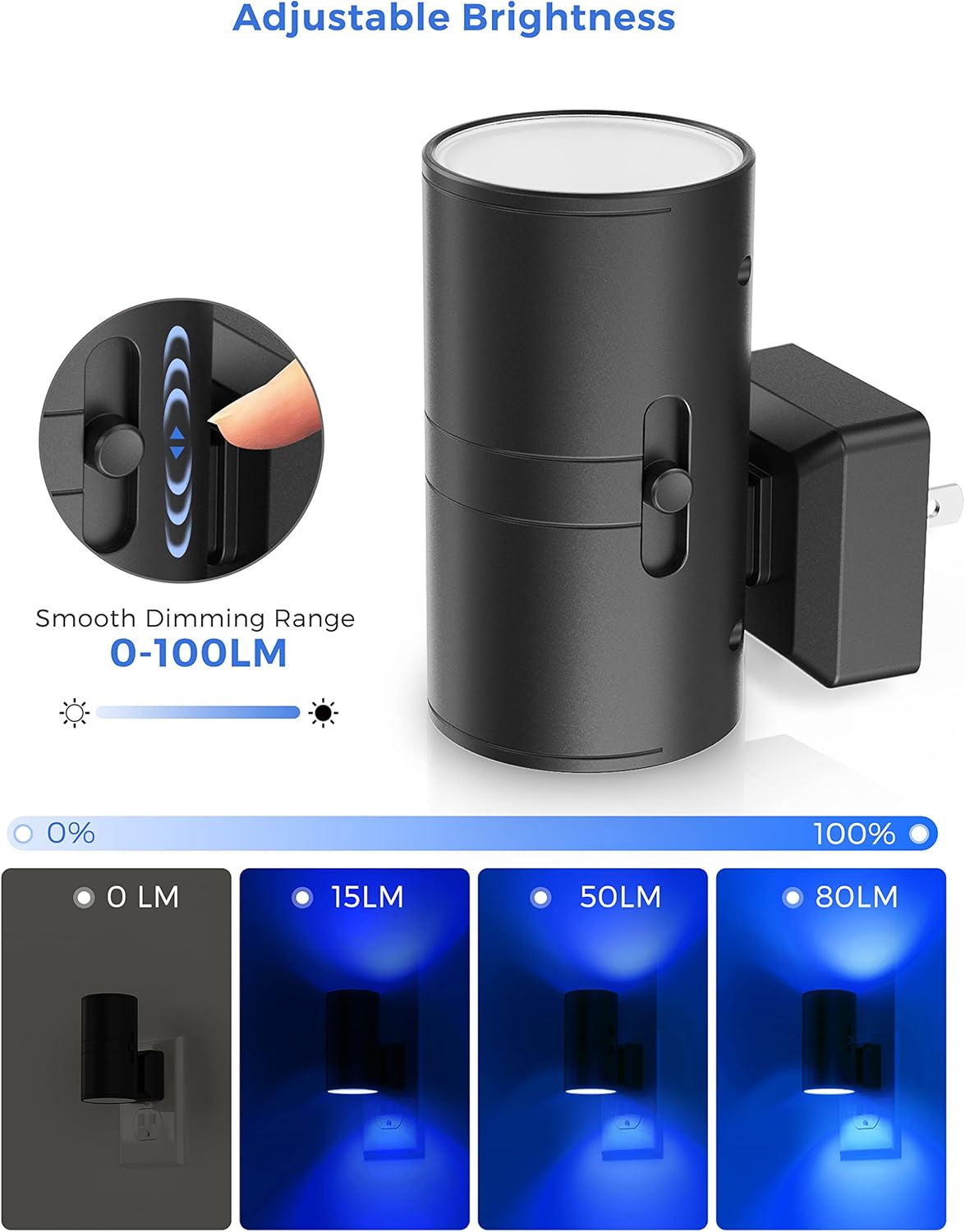 L LOHAS LED Calm Blue Night Light, Night Lights Plug into Wall, Dimmable Nightlight with Light Sensor, LED Nightlights for Bluey Home…