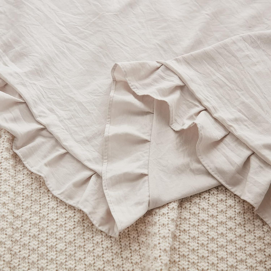 Merryword Beige Grey Body Pillow Cover 20x54inches Long Pillowcase Ruffled Pillowcases Shabby Chic Ruffled Fringe Decor Cute Body Ruffled P…