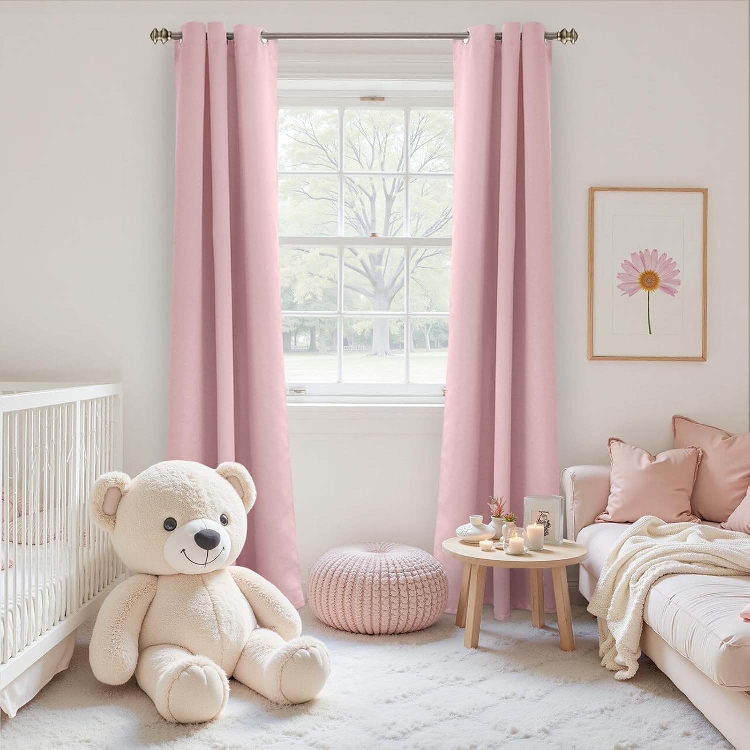 YoungsTex Light Pink Curtains 84 Inch Length for Kids Girl Bedroom - Thermal Insulated with Grommet Room Darkening Drapes for Living Room W…