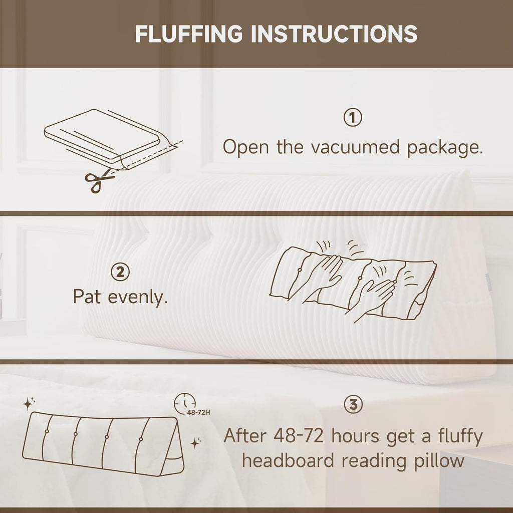 Z-Hom Large Headboard Pillow Full, NO ROLL Pillow, Wedge Pillow Headboard for Sitting Up in Bed, Backrest Support Triangular Cushion for Re…