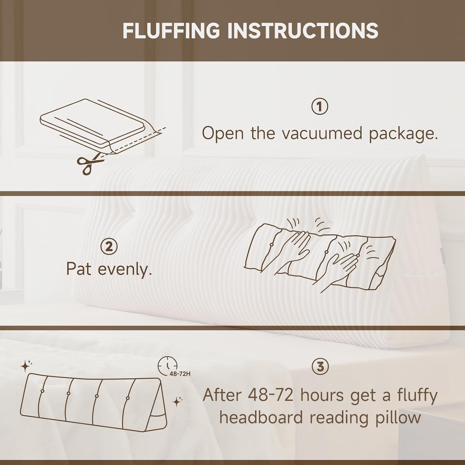 Z-Hom Large Headboard Pillow King, NO ROLL Pillow, Wedge Pillow Headboard for Sitting Up in Bed, Backrest Support Triangular Cushion for Re…