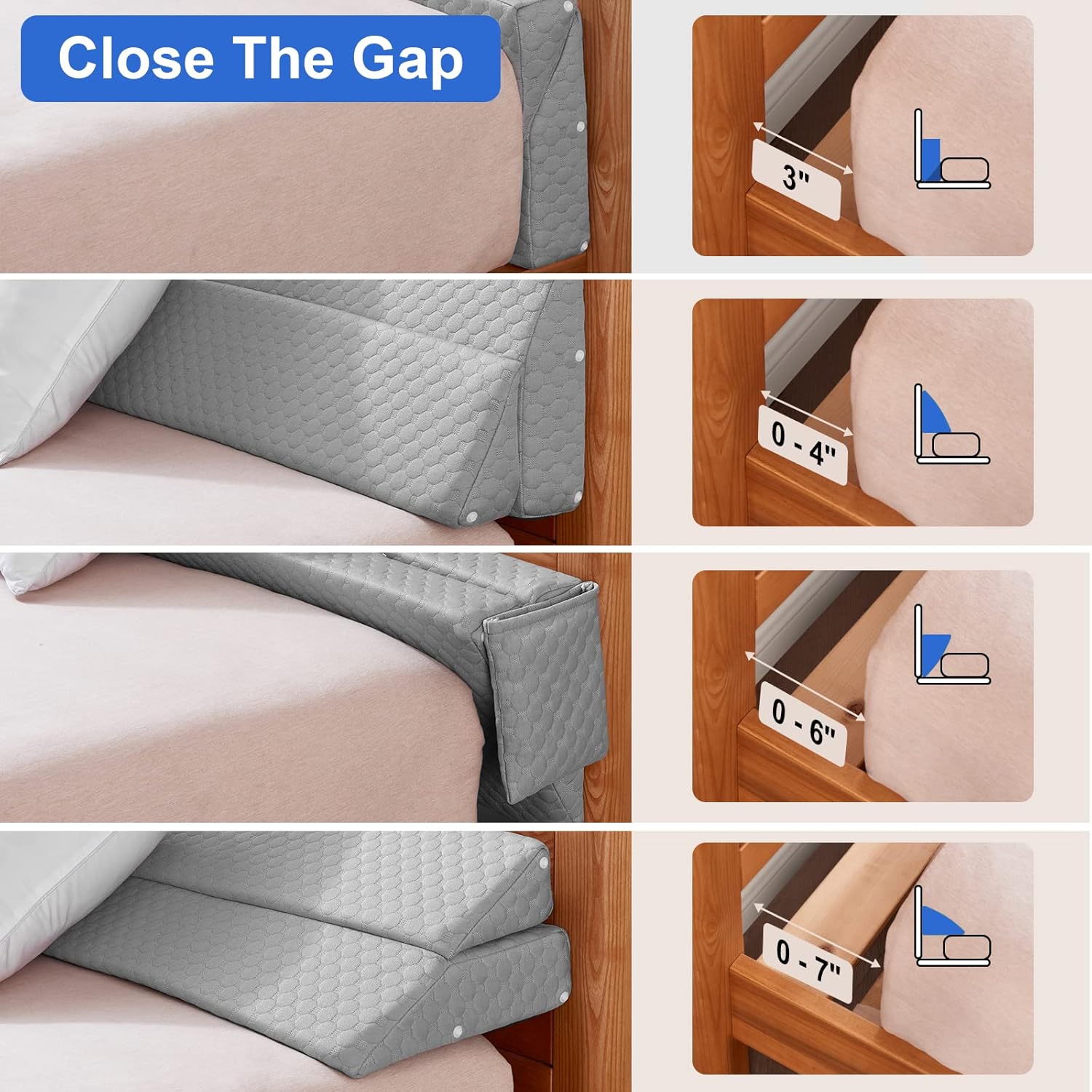 EUHAMS Twin Size Bed Wedge Pillow - Bed Gap Filler Mattress Wedge Headboard Pillow - Fill The Gap (0-7") Between Headboard and Mattress…
