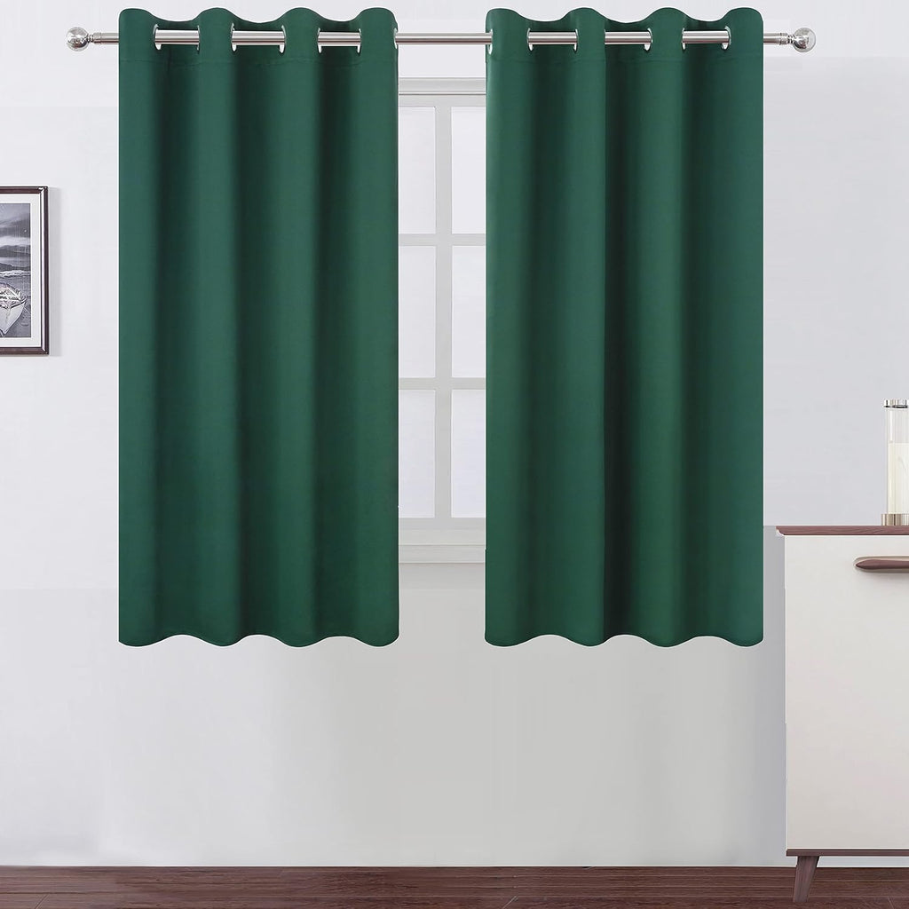 Lemomo Dark Green Bedroom Blackout Curtains/52 x 54 Inch Long/Set of 2 Curtain Panels/Thermal Insulated Room Darkening Curtains 54 Inch Gre…