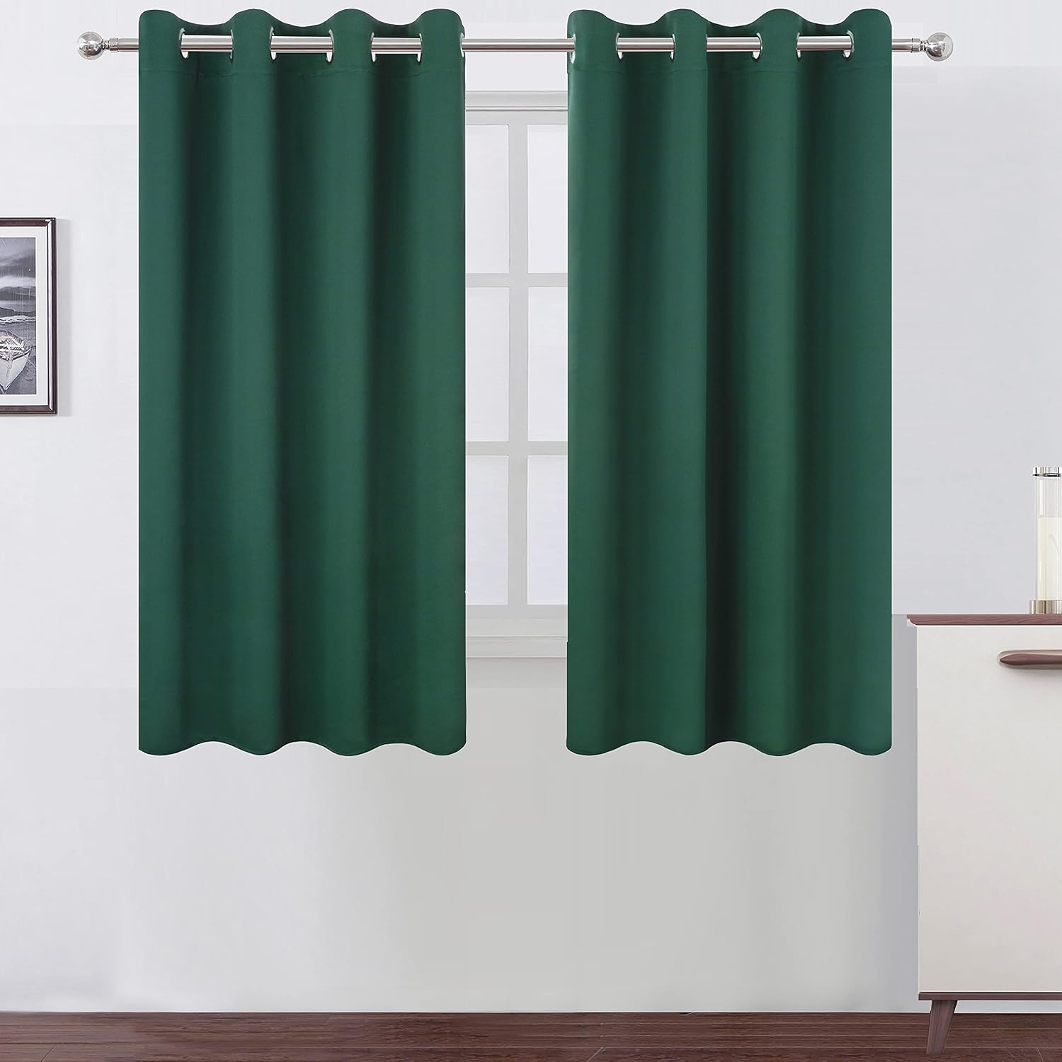 Lemomo Dark Green Bedroom Blackout Curtains/52 x 54 Inch Long/Set of 2 Curtain Panels/Thermal Insulated Room Darkening Curtains 54 Inch Gre…