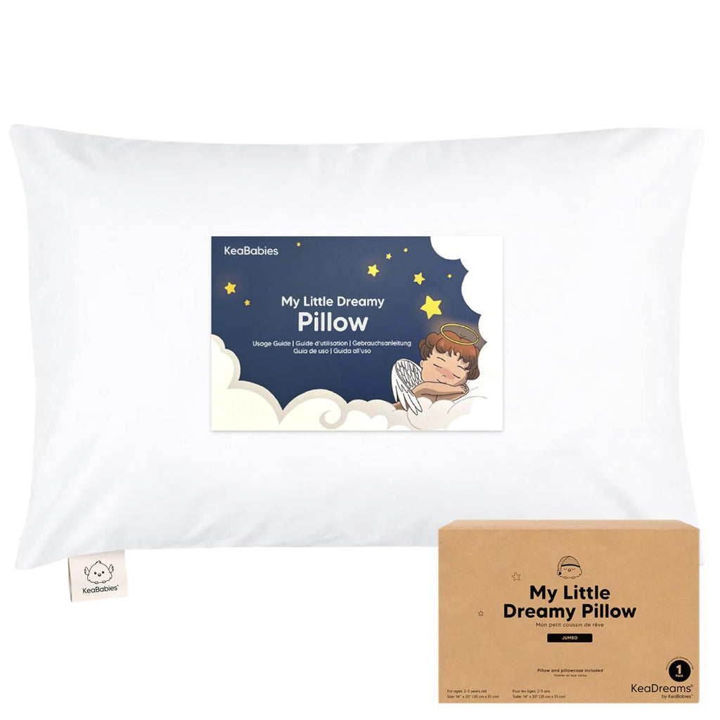 KeaBabies Toddler Pillow with Pillowcase, Jumbo 14X20 - Soft Organic Cotton Toddler Pillows for Sleeping - Machine Washable - Perfect for…