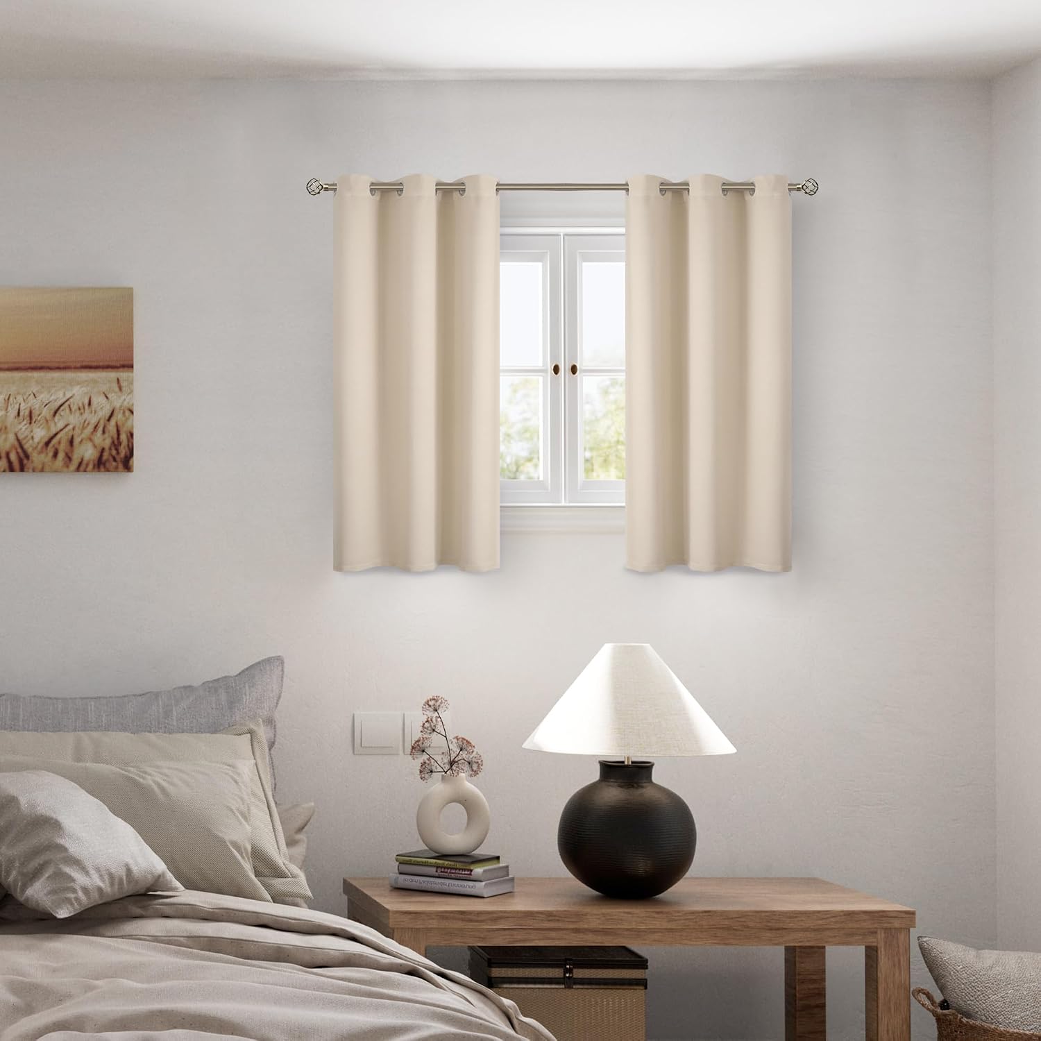 BGment Short 100% Blackout Curtains for Bedroom, Thermal Insulated Energy Efficiency Noise Reducing Grommet Curtains 54 Inch Length with Li…