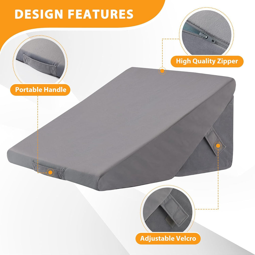 Ruqmuis Bed Wedge Pillow for Sleeping, 9&12 Inch Adjustable Wedge Pillow Set for After Surgery, Triangle Pillow for Back, Leg Support, Aci…