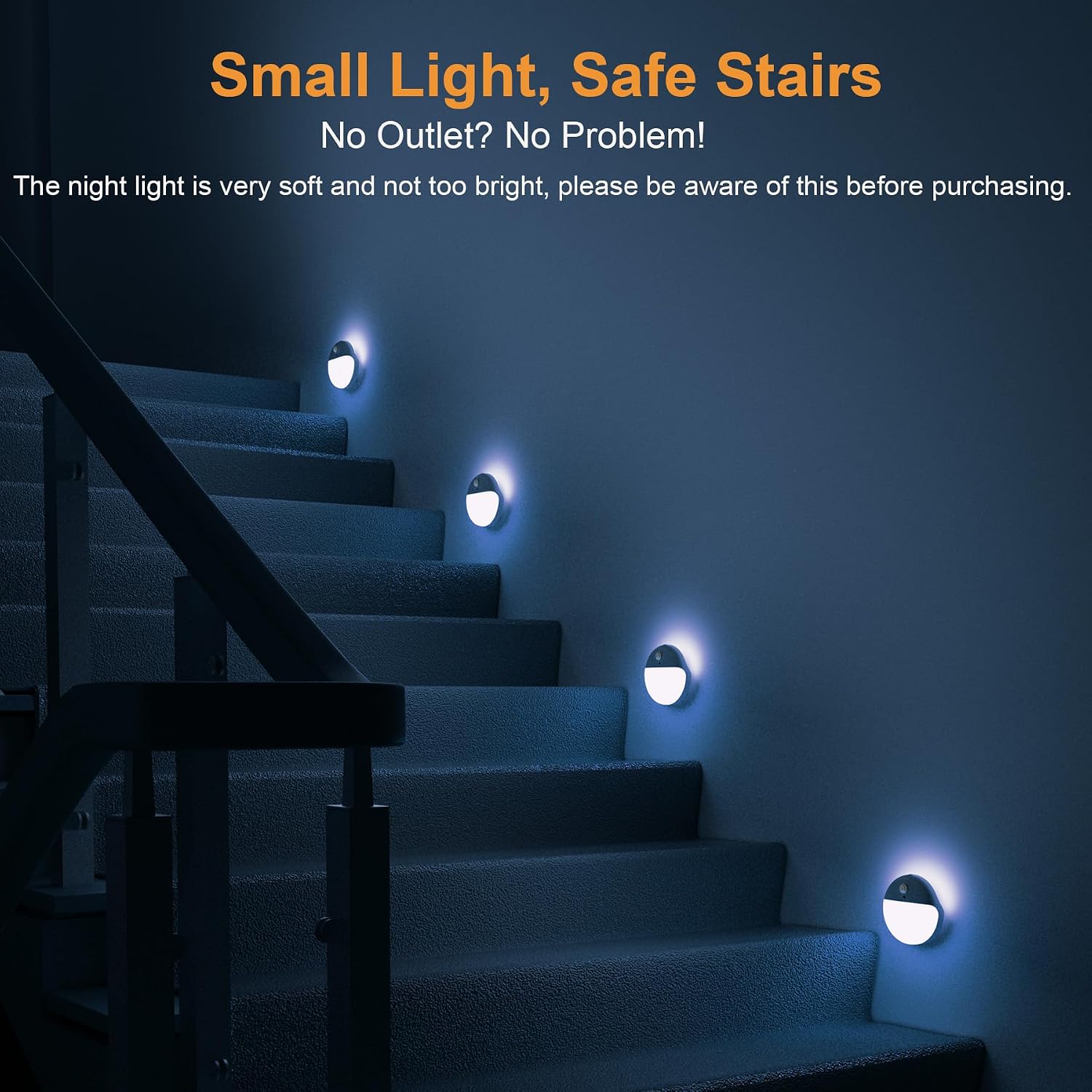YUNLEX 2 Pack Azure Battery Night Light, Motion Activated Night Light, 2.6" Small Sticky Lights, 3 Light Modes, Dimmable Battery Operated…