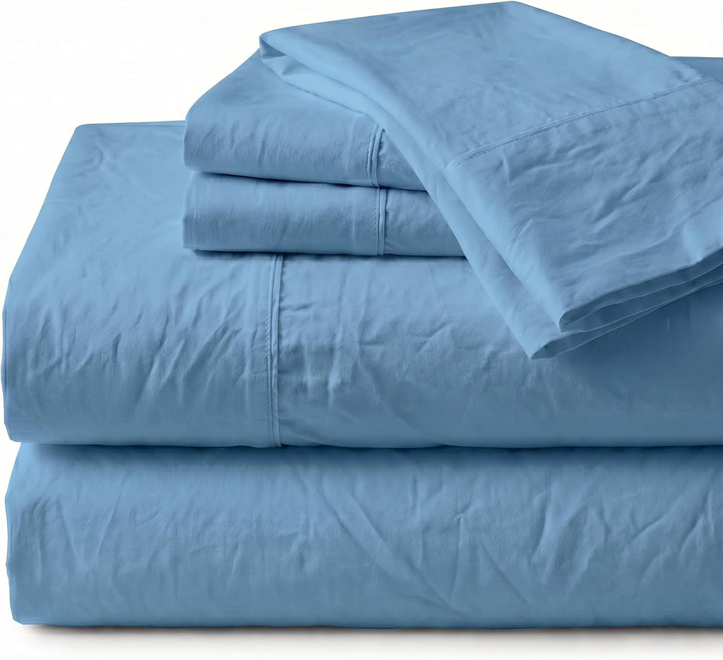 Perupima Peru Pima 285 Thread Count Percal Twin Sheet Set - 100% Peruvian Pima Cotton, 3 Piece (Flat, Fitted, 1 Pillowcase) - Cooling, Cris…