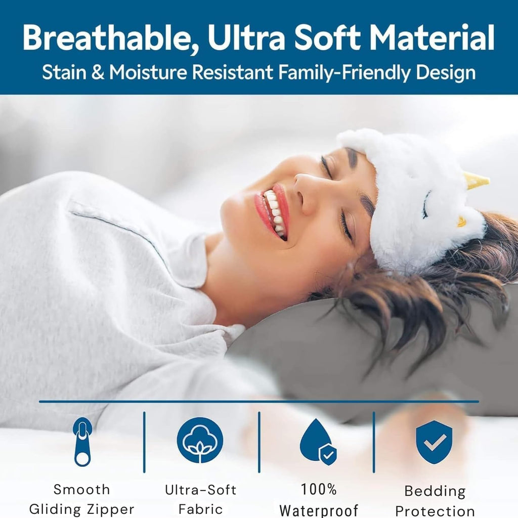 Guardmax Terry Cotton Pillow Protector with Zipper King Size - 4 Pack - 100% Waterproof, Bed Bug Proof, Dust Mite Proof, & Hypoallergenic P…