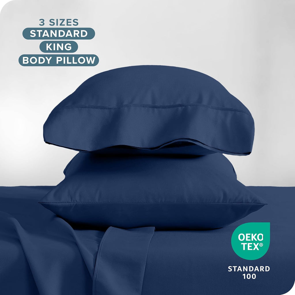 BareHome Bare Home Microfiber Pillow Cases - King Size Set of Two - Cooling Pillowcases - Double Brushed - Dark Blue Pillowcases 2 Pack - E…