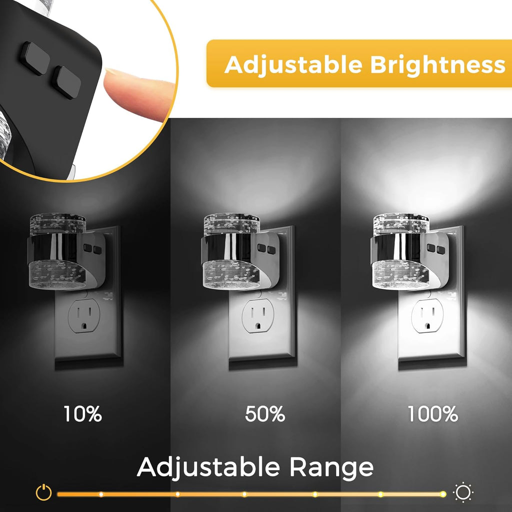 L LOHAS LED 2 Pack 3CCT Night Lights Plug into Wall, 3000K/4000k/5000K Adjustable Color Temperature Night Light, Bubble Nightlight with…