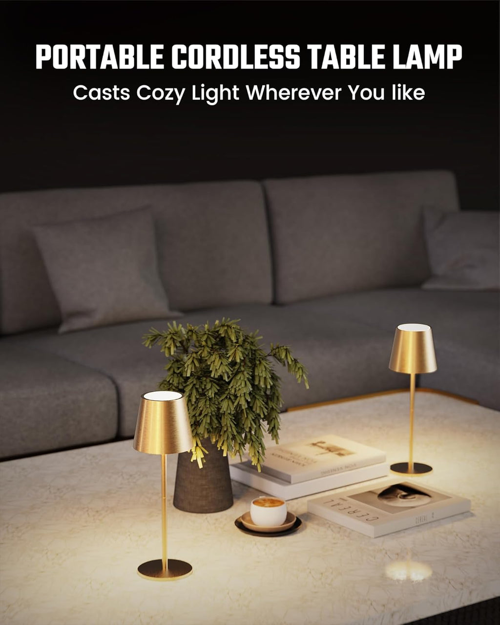 JACKYLED Cordless Table Lamps Rechargeable, 3 Adjustable Height, 5000mAh Battery Operated, 3 Colors Smooth Dimming, Portable LED…