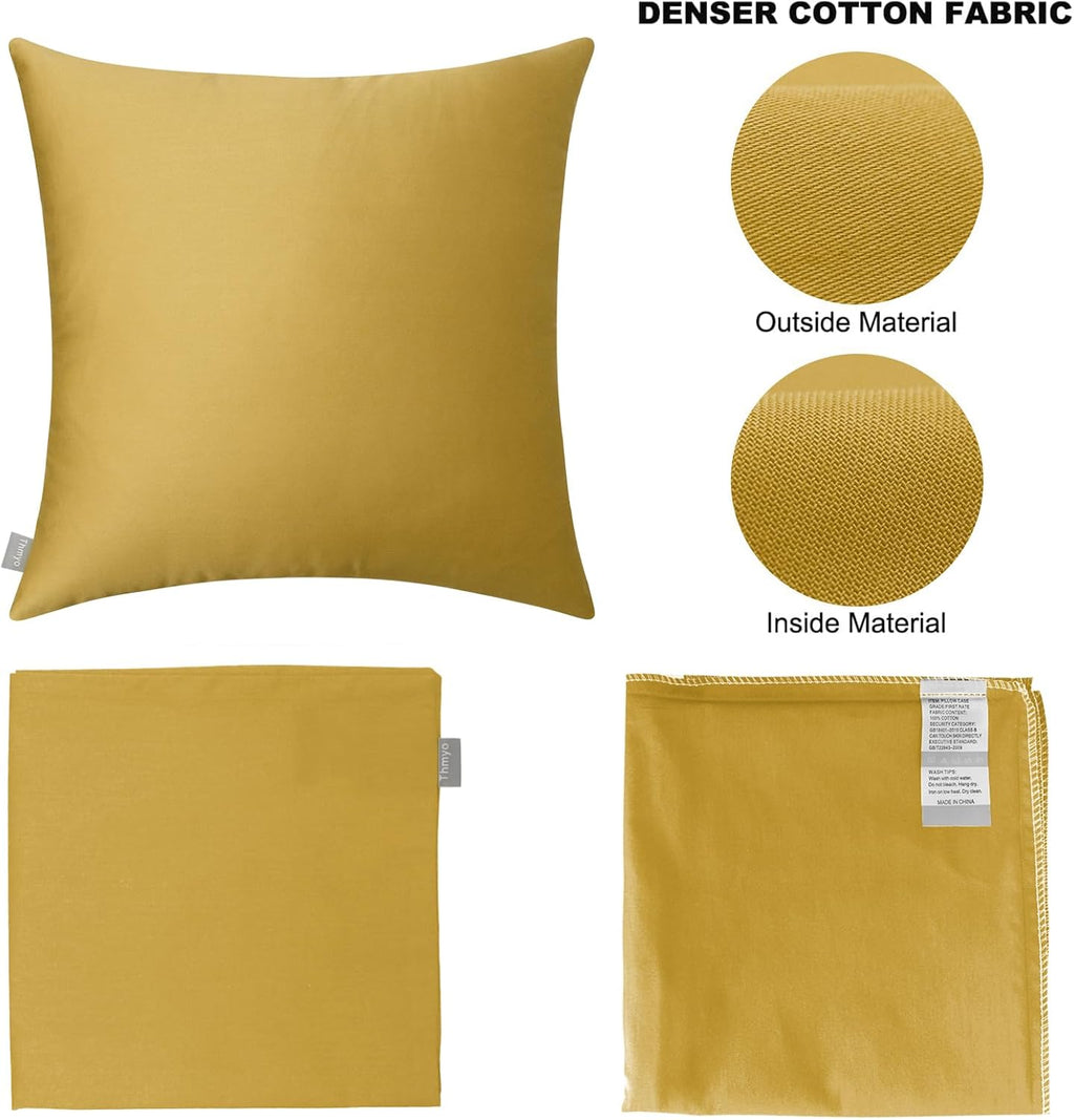 Thmyo 4-Pack 100% Cotton Comfortable Solid Decorative Throw Pillow Case, Thmyo Square Cushion Cover Pillowcase Sublimation Blank Pillow Cove…