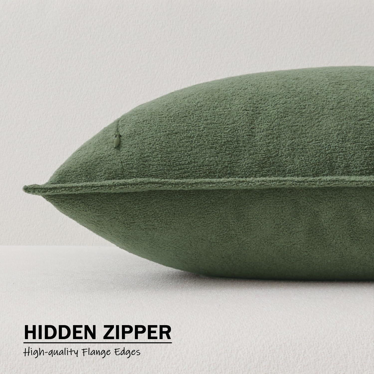 KevinTextile Kevin Textile Waterproof Decorative Pillow Covers Olive Green 20x20 Inch Pack of 2 Soft Boucle Textured Throw Pillowcases Eleg…