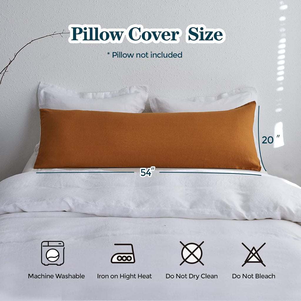 Simple&Opulence Body Pillow Cover 20" x 54",100% Pure Linen, Ultra Soft and Breathable, Body Pillowcase with Envelope Closur…