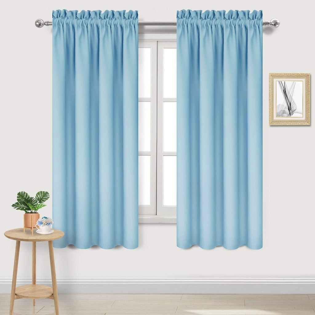 Dwcn Blackout Curtains for Bedroom - Thermal Insulated Privacy Energy Saving Rod Pocket Drapes for Living Room, W 38 x L 72 Inch, Light Blu…
