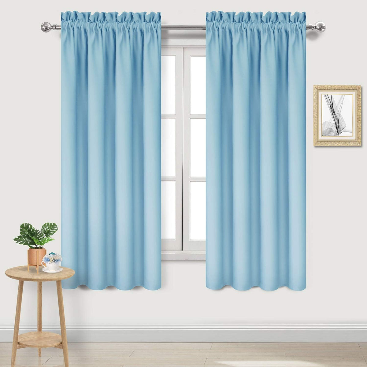 Dwcn Blackout Curtains for Bedroom - Thermal Insulated Privacy Energy Saving Rod Pocket Drapes for Living Room, W 38 x L 63 Inch, Light Blu…