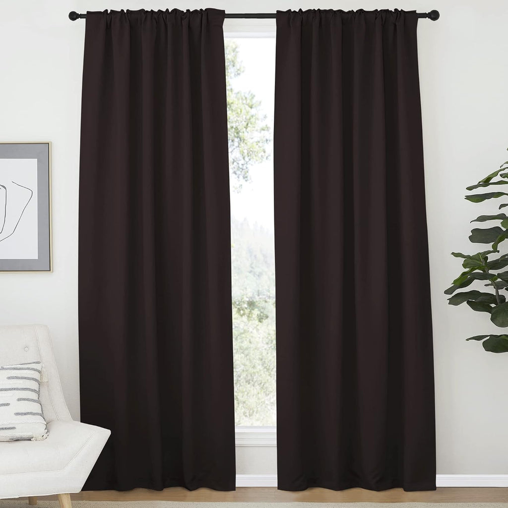 Nicetown Insulated Curtains Room Darkening Drapery Panels - (Toffee Brown Color) 52 inchesx72 inches, Set of 2 Pieces, Noise Reducing Room…