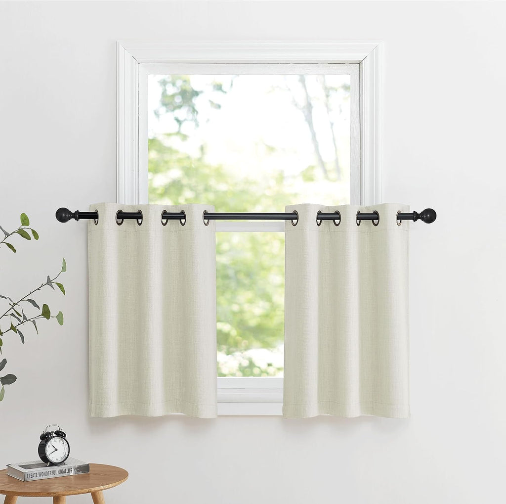 Nicetown 30 Inch Length Curtain Valances, 2 Panels Blackout Thermal Insulating Small Half Curtain Tiers for Kitchen with Top Grommet, Windo…