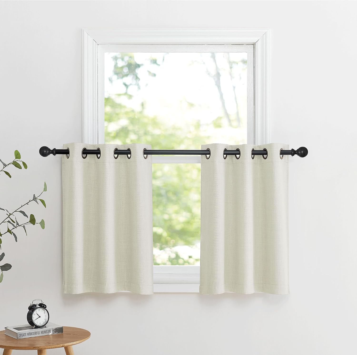Nicetown 30 Inch Length Curtain Valances, 2 Panels Blackout Thermal Insulating Small Half Curtain Tiers for Kitchen with Top Grommet, Windo…
