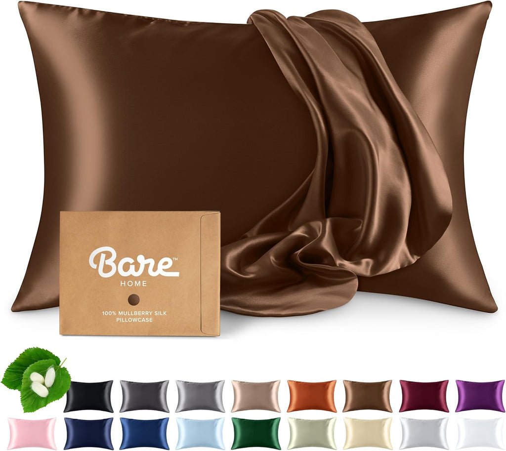 BareHome Bare Home 100% Mulberry Silk Pillowcase for Hair and Skin - Ultra 6A Grade 19 Momme Silk Pillow Case - Hidden Zipper - Breathable…