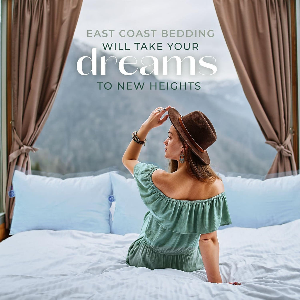 East Coast Bedding European Pure Down Pillow, 800 Fill Power, 400 Thread Count Cotton Sateen Shell, Queen Soft