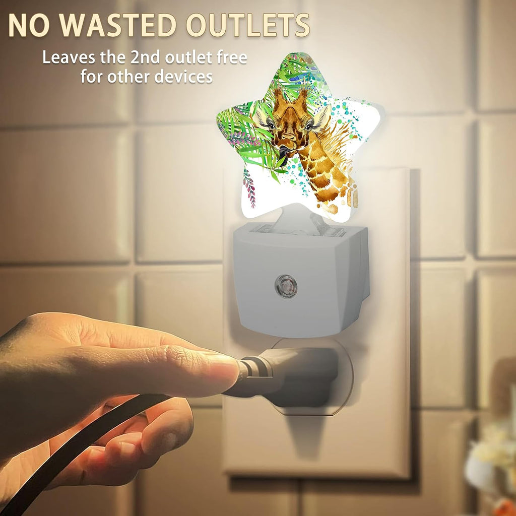 Abstract Giraffe Night Lights Plug into Wall with Dusk to Dawn Sensor, Lamp for Bedroom Bathroom Hallway Nightlight for Women Girls