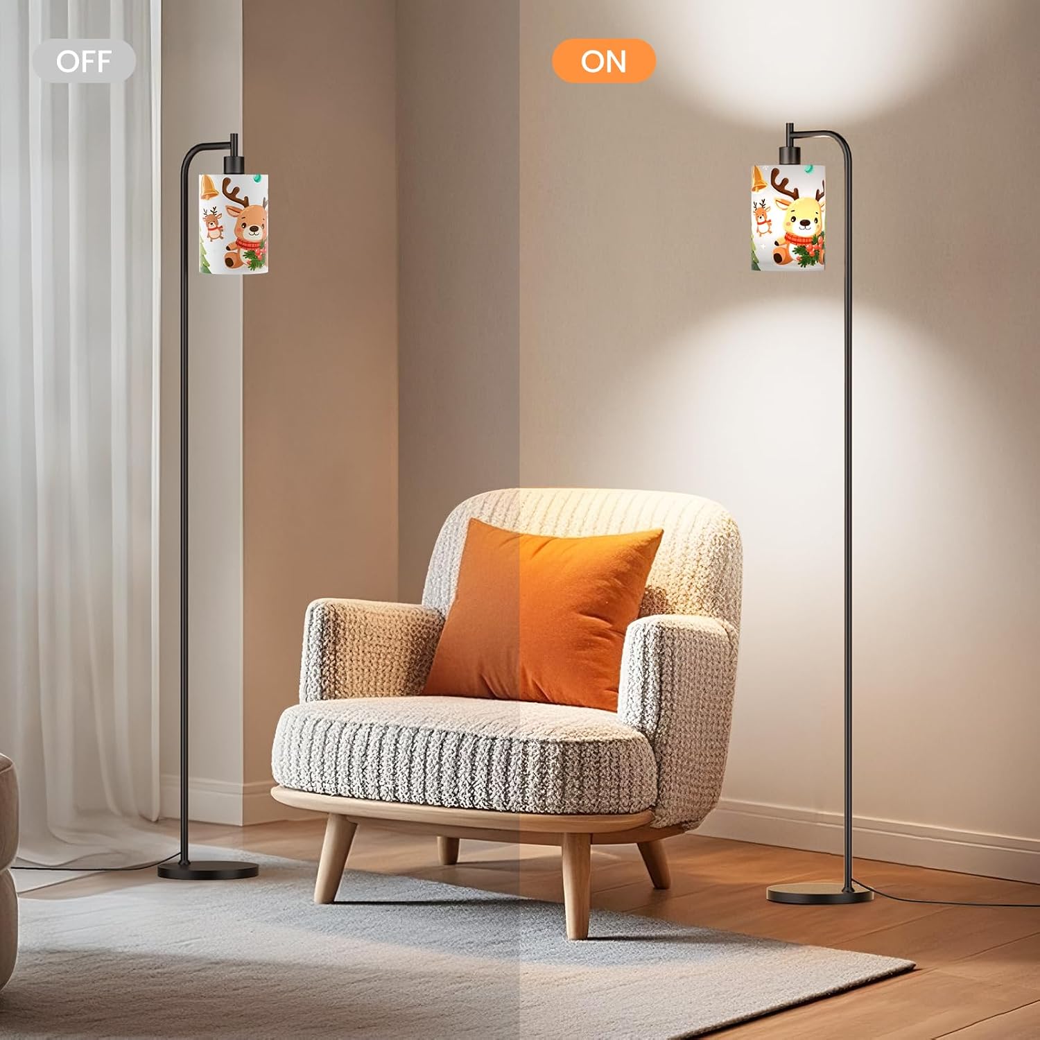 SIBRILLE Kids Floor Lamp with Linen Shade, Dimmable Tall Standing Lamp with Remote Control & 3 Color Temperatures, Modern Floor Lamps for…