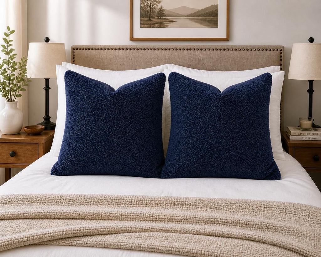 Reafort Sherpa Euro Sham Pillow Cover 26x26 Inch, Ultra Soft Plush Fluffy Decorative Throw Pillow Case with Hidden Zipper, Cozy Cushion…