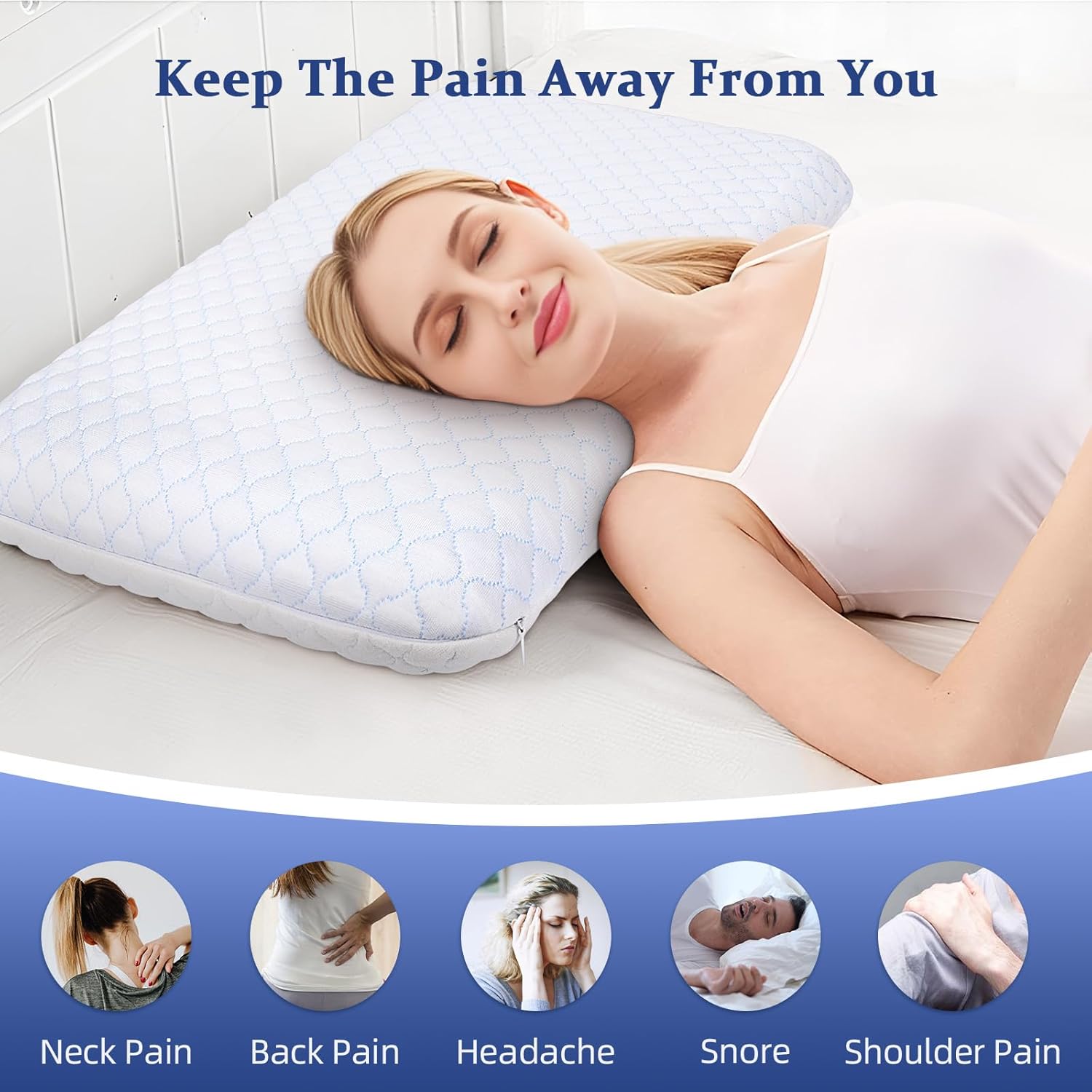 SofGlowlycomforteveryday SofGlowly Ultra Thin Flat Pillows for Sleeping King Size -33x16 Inch, Cooling Memory Foam Pillow 2.75 inch Height…