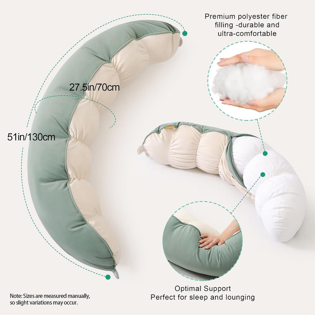 Peallow(Pat. Pend) – Long Round Body Pillow for Adults, Bolster Pillow for Sleeping, Soft and Supportive Pillow for Sleeping & Lumbar…