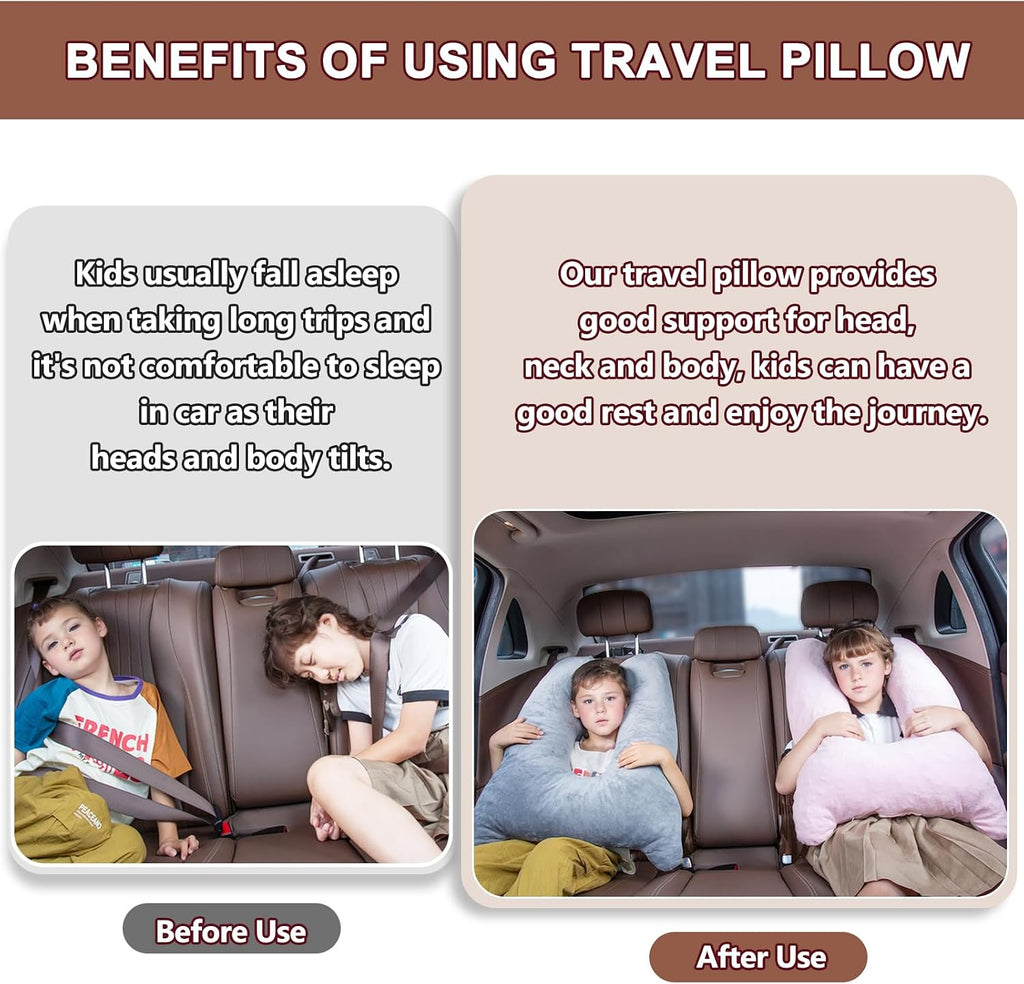 1 MIDDLE ONE Car Pillow for Kids, Memory Foam Travel Pillow for Car and Adults, Kid Travel Pillows for Sleeping on Road Trip, Small Body…