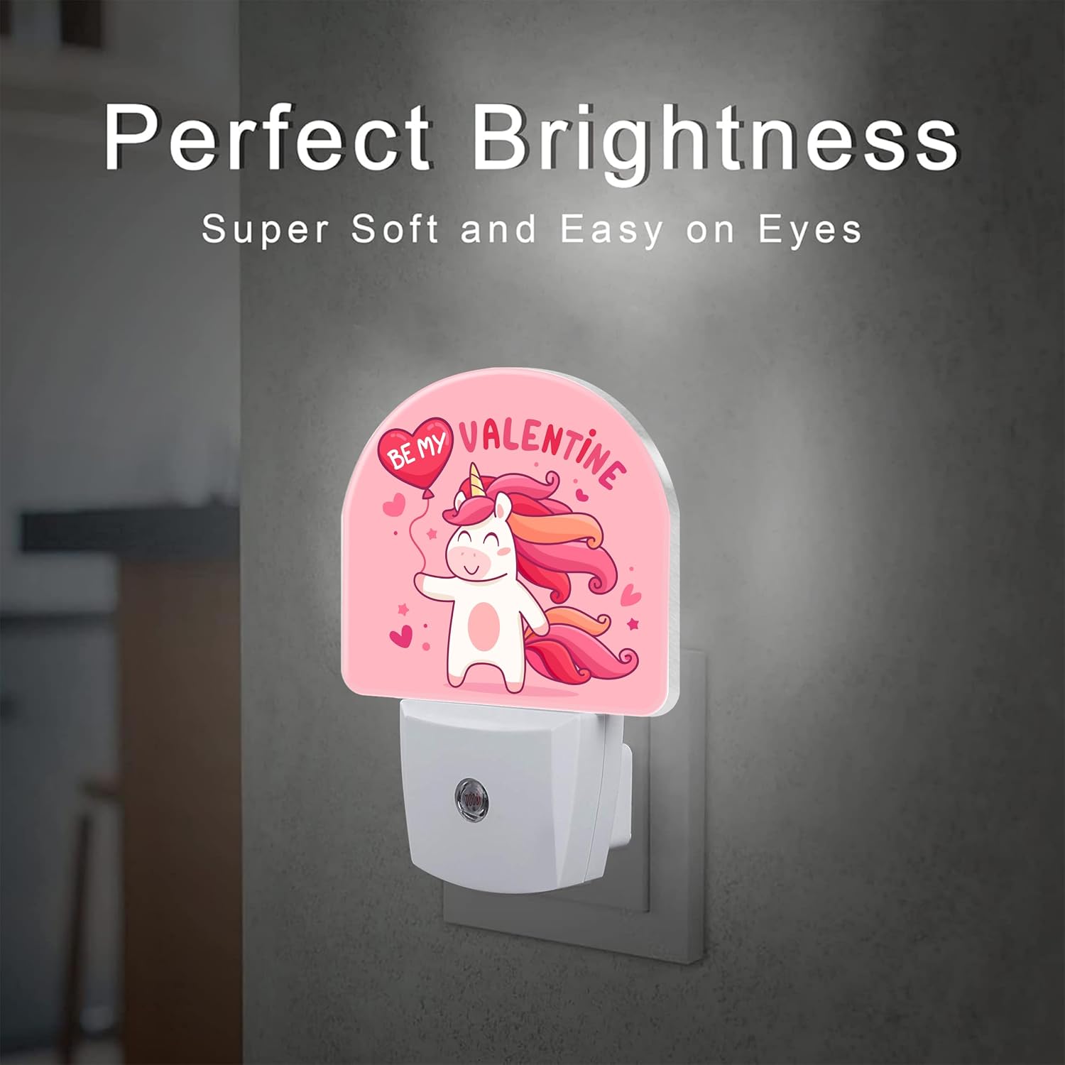 Cute Valentine's Day Unicorn Night Light for Kids, Be My Valentine Night Light Plug in with Dusk to Dawn Sensor,0.5w Energy Saving…